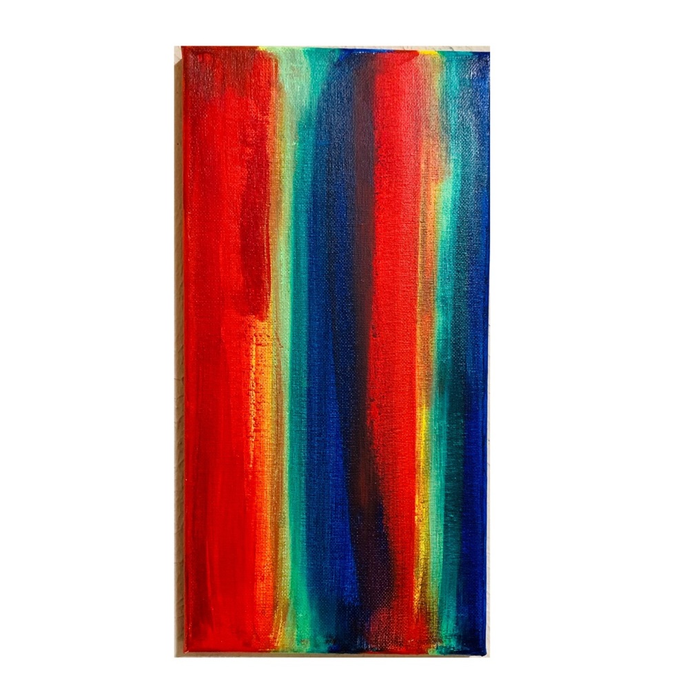 Hand painted rainbow canvas wall art